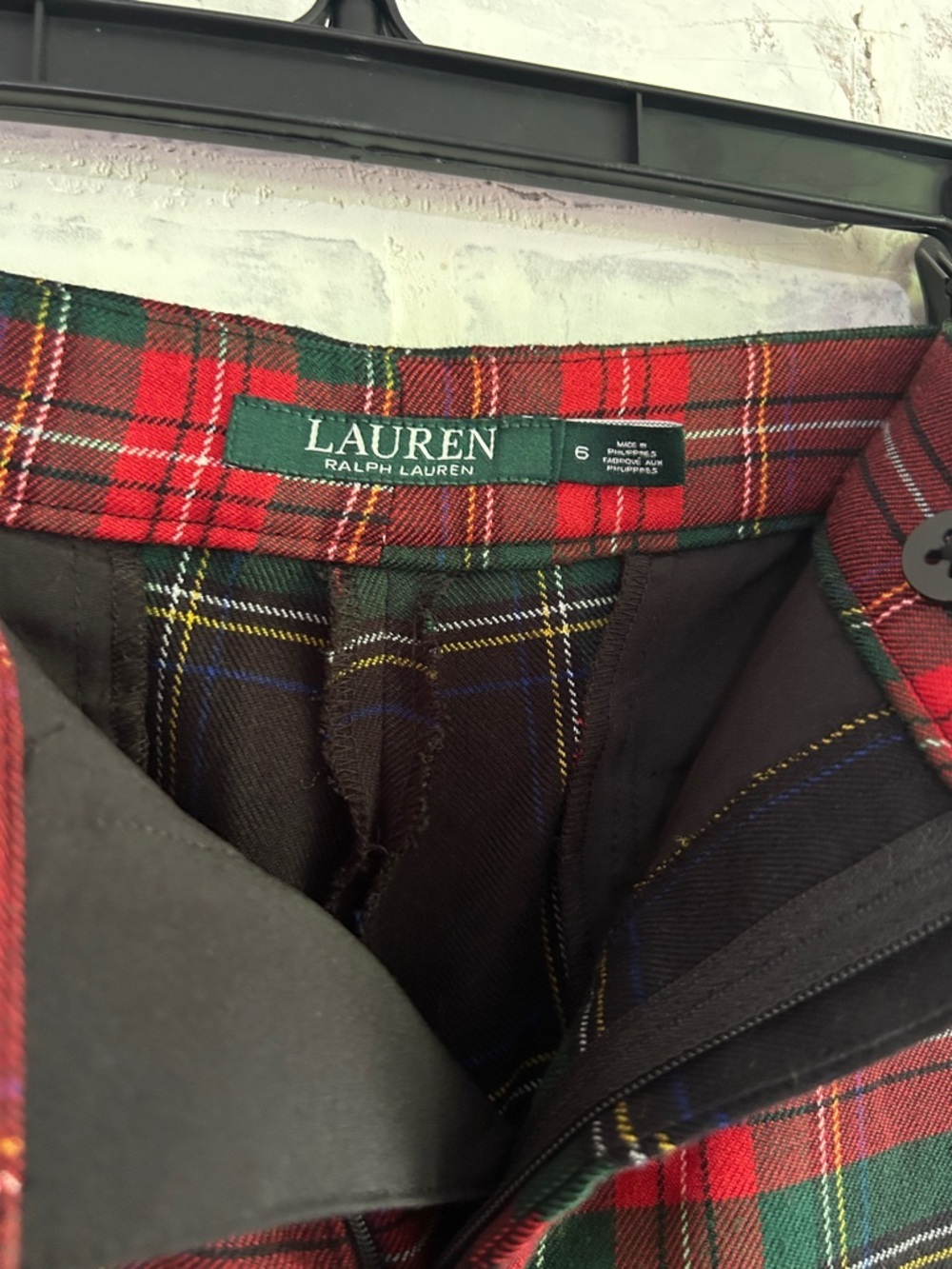 Lauren Ralph Lauren Women’s Size 6 Tartan Plaid Dress Pants Red Green Preppy - Picture 9 of 10
